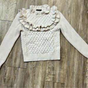 NWOT Forever 21 Cream Ruffle Turtleneck Sweater